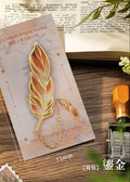 Chinese-Style Feather Painting Bookmark (Flowing Gold)